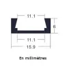 Profilé alu PLAT 1m Taille S