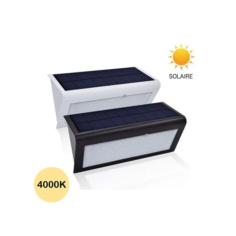 Lampe LED solaire - Boitier noir ou blanc