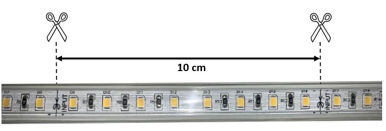 coupure ruban LED 230V 10cm