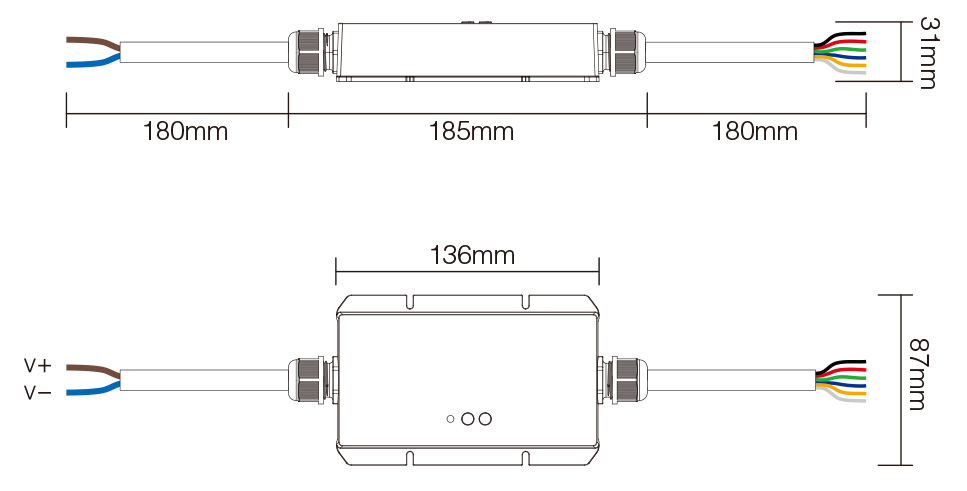 dimensions contrôleur 5 en 1 wifi étanche