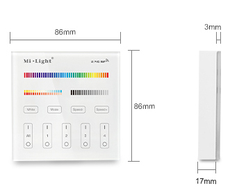 dimensions commande RGB et MONO murale multi zones